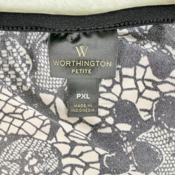 Worthington Woman Top White Black Lace Sleeveless Hi-Lo Petites XL Whimsigoth - Picture 2 of 6